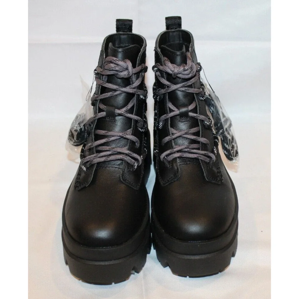 UGG WOMEN'S BRISBANE SUEDE LACE‎ UP PLATFORM WATERPROOF BOOTS BLACK NEW - Picture 7 of 10